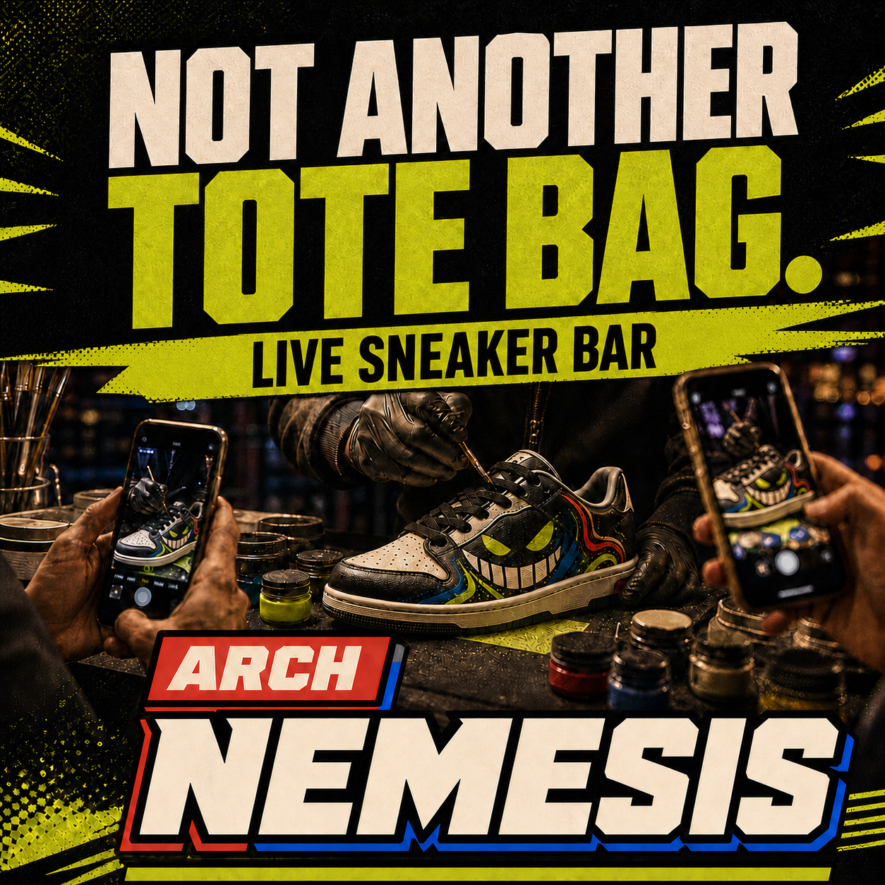Not Another Tote Bag—Live Sneaker Bar experience with a hand-finished custom sneaker